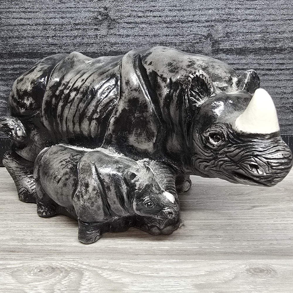Vintage Sculptural Cast Resin Rhinoceros 1970s Heavy And Awesome 👌